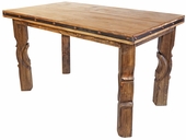 Rustic Wood Counter Height Dining Table with Iron Band