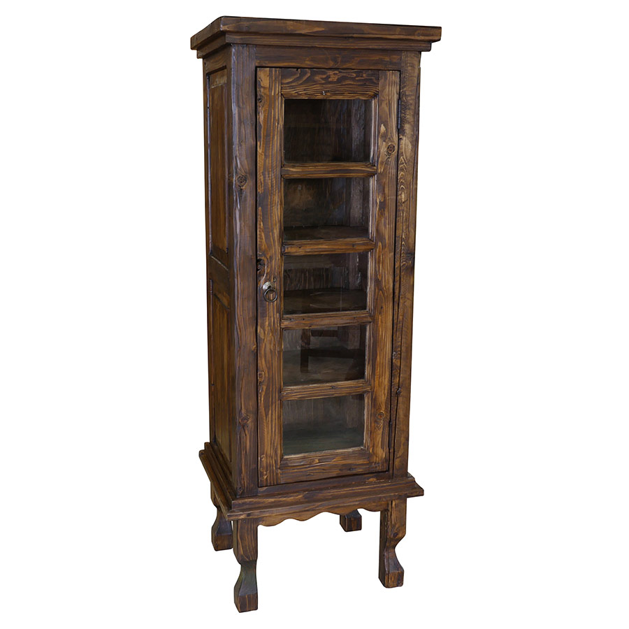 Rustic Wood Curio Cabinet with GlassR...