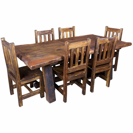 Rustic Wood Dining Table Set with 6 Chairs