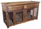 Rustic Wood Dog Kennel - 2 Doors & 2 Drawers