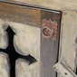 Rustic Wood Entertainment Console with Cross Cut Out Doors