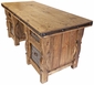 Rustic Wood Executive Office Desk with Iron Panel Insets