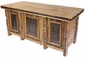 Rustic Wood Executive Office Desk with Iron Panel Insets