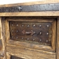 Rustic Wood Executive Office Desk with Iron Panel Insets