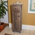 Rustic Wood Narrow Cabinet with Carved Top