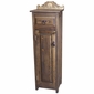 Rustic Wood Narrow Cabinet with Carved Top