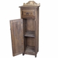 Rustic Wood Narrow Cabinet with Carved Top