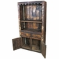 Rustic Wood Open Wine Bar & Cabinet