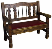 Rustic Wood Ox Yoke Bench with Padded Seat