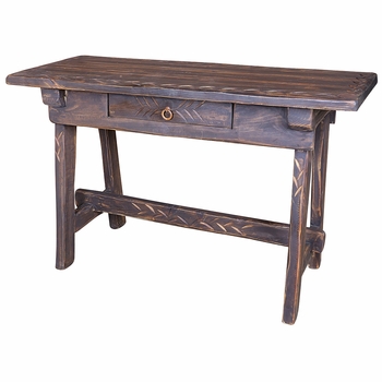 Rustic Wood Rancherita Sofa Table with Drawer