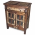 Rustic Wood Server With Window Frame Glass Doors