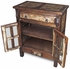 Rustic Wood Server With Window Frame Glass Doors