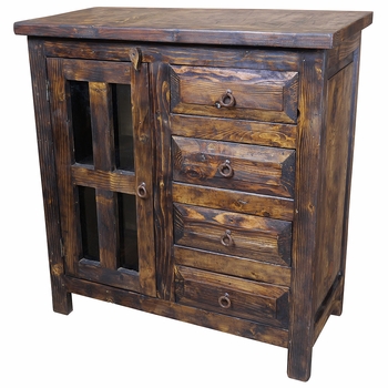 Rustic Wood Sideboard with Glass Door