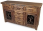 Rustic Wood Sideboard with Iron Accents - 2 Doors - 6 Drawers