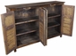 Rustic Wood Sideboard with Multi-Color Carved Floral Doors with Slats