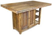 Rustic Wood Tall Kitchen Island Table with Iron Accents