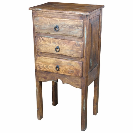 Rustic Wood Tall Nightstand - 3 Drawers