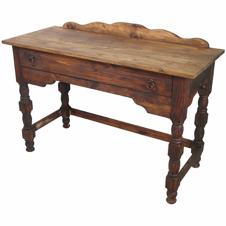 Rustic Wood Turned Leg Colonial Desk