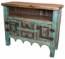 Rustic Wood TV Stand Entertainment Credenza - Green