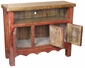 Rustic Wood TV Stand Entertainment Credenza - Red