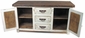 Rustic Wood Whitewashed Sideboard with Tin and Iron