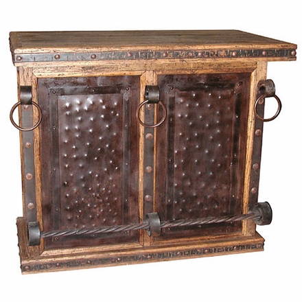 Rustic Wooden Bar with Wrought Iron