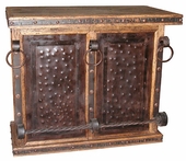 Rustic Wooden Bar with Wrought Iron