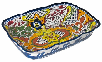 Scalloped Rectangular Mexican Ceramic Baking Dish