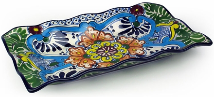Scalloped Talavera Appetizer Plate - Margarita Pattern