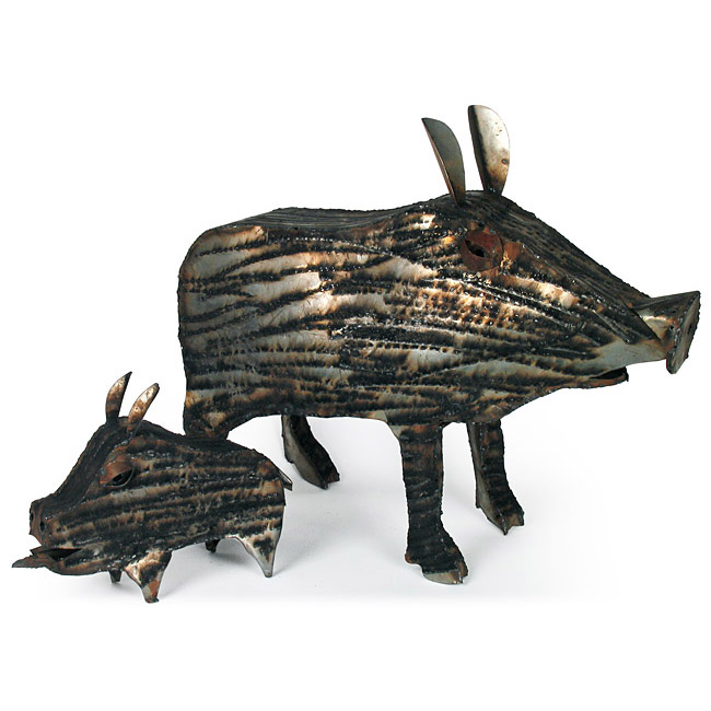 Set of 2 Javelina Metal Yard Art Sculptures