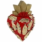 Set of 2 - Mexican Carved Painted Wood Flaming Heart with Milagros - Assorted
