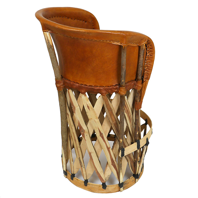 Set of 2 Mexican Equipale Bar Stools with Cushioned Seat