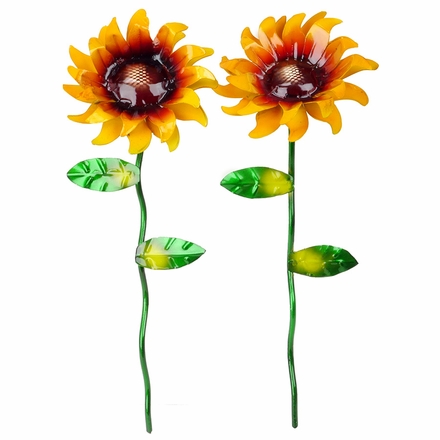 Set of 2 Painted Metal Sunflowers - 18