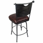 Set of 2 Raymond Wrought Iron Bar Stools - Leather Padded Swivel Seat
