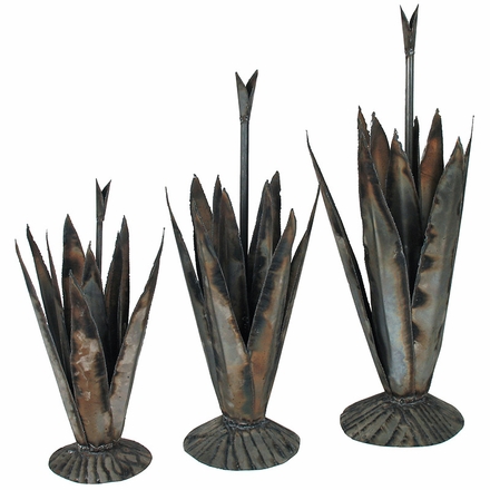 Set of 3 Metal Agave Yard Art Sculptures
