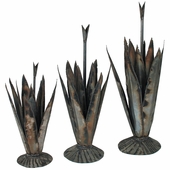 Set of 3 Metal Agave Yard Art Sculptures