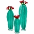 Set of 3 Metal Blooming Cacti Yard Art Sculptures