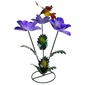 Set of 3 Painted Metal Flowers with Hummingbird