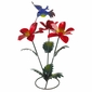 Set of 3 Painted Metal Flowers with Hummingbird