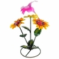 Set of 3 Painted Metal Flowers with Hummingbird