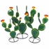 Set of 3 Painted Metal Prickly Pear Cactus Sculptures - Green