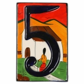 Set of 5 Talavera House Address Tiles - Raised 3-D Southwest Village
