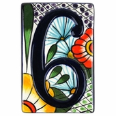 Set of 6 Talavera House Number Tiles - Multi-Color - Embossed 3-D