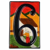 Set of 6 Talavera House Number Tiles - Southwest Village