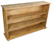 Short and Wide Rustic Pine Bookcase with 3 Shelves