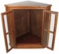 Short Mesquite Corner Cabinet with Glass Doors