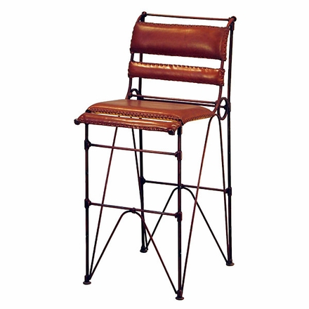 Sidro Leather and Iron Bar Stool