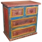 Small 4 Drawer Painted Wood Dresser - Red, Yellow and Blue
