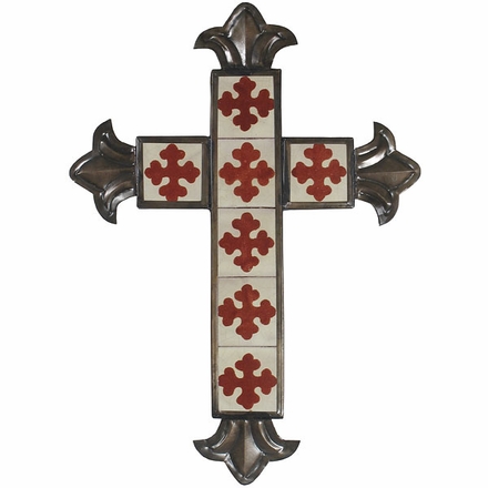 Small Aged Tin and Tile Hanging Cross