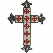 Small Aged Tin and Tile Hanging Cross